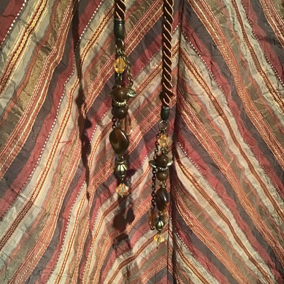 Marks & Spencer Chevron Striped A-Line Midi Skirt with Jeweled Rope Belt - Picture 4 of 10